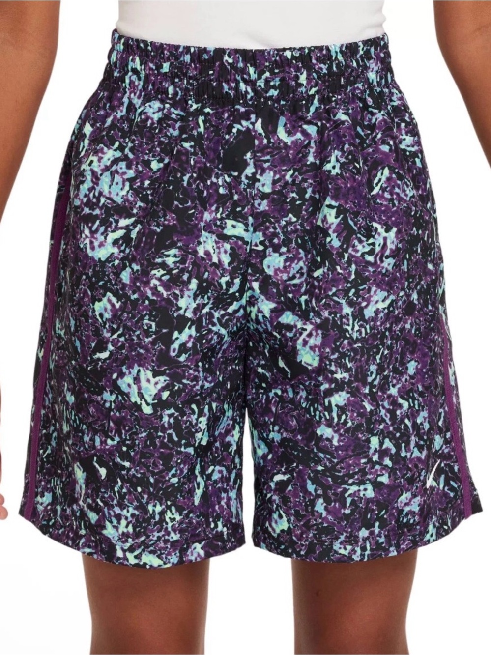 NWT Nike Youth Dri-FIT Multi Printed Shorts Viotech Purple Splatter L Unisex